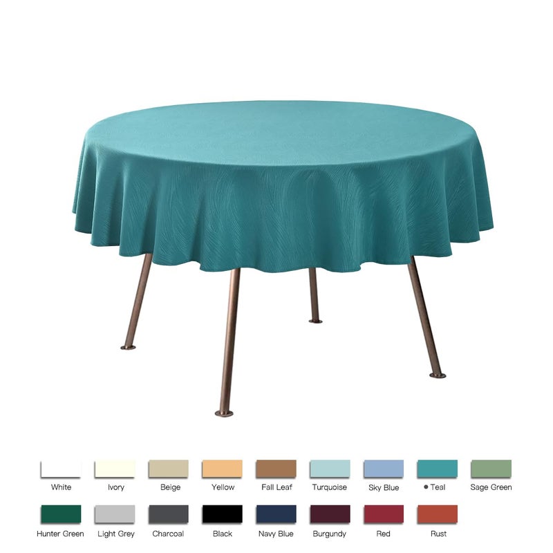 maxmill Jacquard Round Table Cloth Swirl Design Waterproof Antiwrinkle Spillproof Heavy Weight Soft Tablecloths for Circular Table Cover and Kitchen Dinning Tabletop Round 70 Inch Teal - Image 3